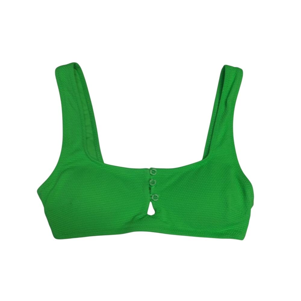 Aerie Scoop Neck Green Women's Textured Bikini Bra Top  Size XS
